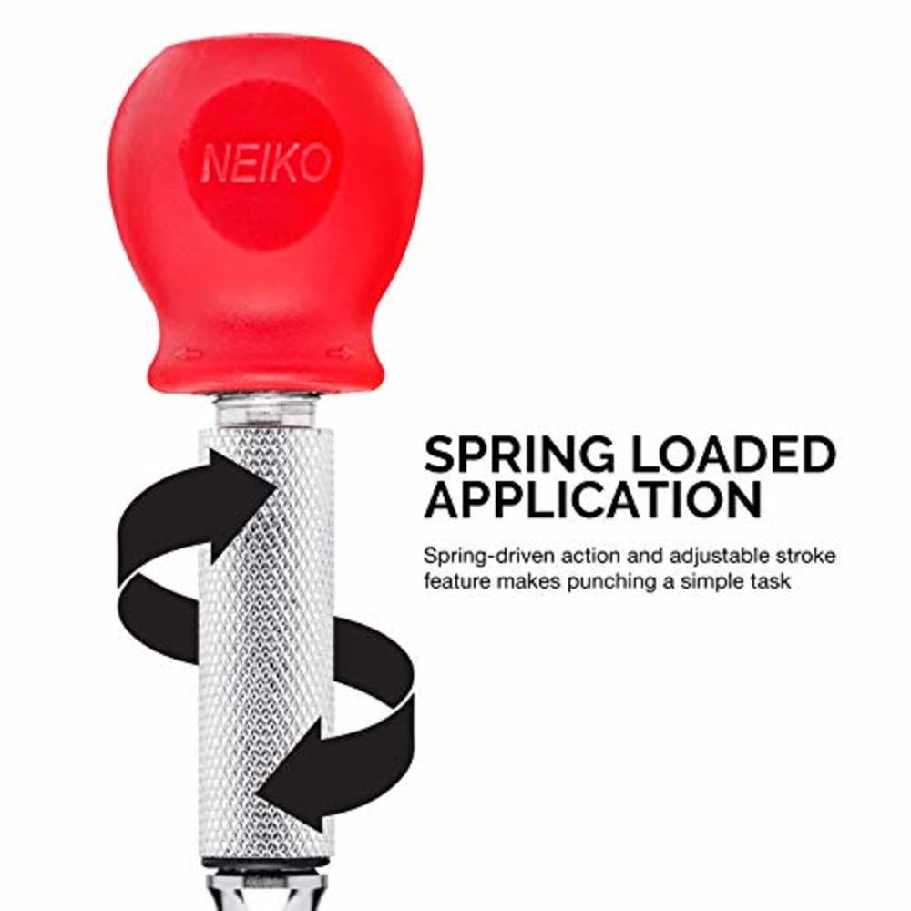 NEIKO 02638A 5-Inch Automatic Center Hole Punch, Adjustable Impact Spring-Loaded Puncher Tool