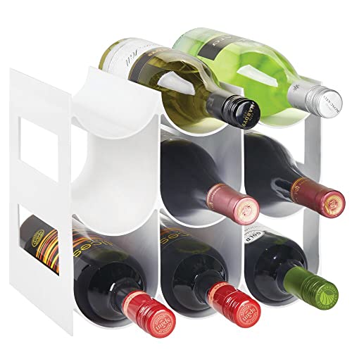 mDesign Plastic Free-Standing Water Bottle Organization/Wine Rack Storage Organizer for Kitchen Countertops, Cabinet, Bin, Pantr