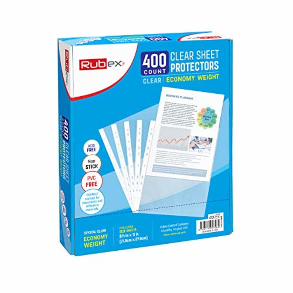 Rubex Sheet Protectors 8.5 x 11 inch Clear Page Protectors Plastic