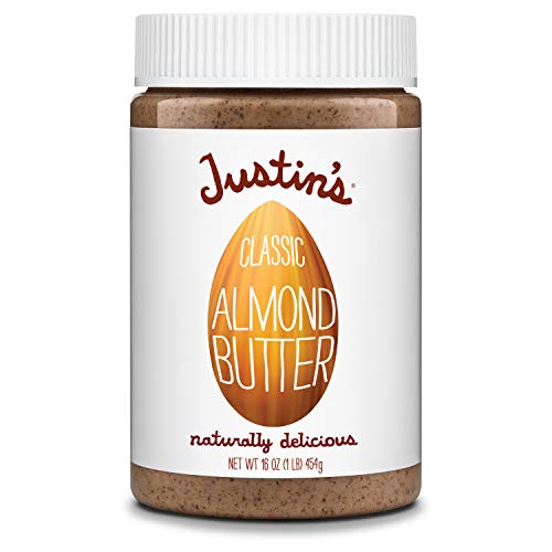 Justins Nut Butter Justins Classic Almond Butter, Only Two Ingredients, No Stir, Gluten-free, Non-GMO, Keto-friendly, Responsibly Sourced, 16 Ounce