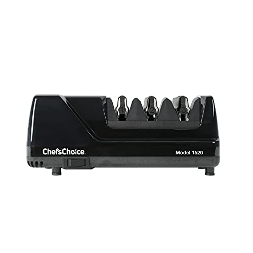 Chef'sChoice Chefâ€™sChoice 1520 AngleSelect Professional Electric Knife Sharpener for Straight Edge and Serrated Knives, 3-Stage, Black