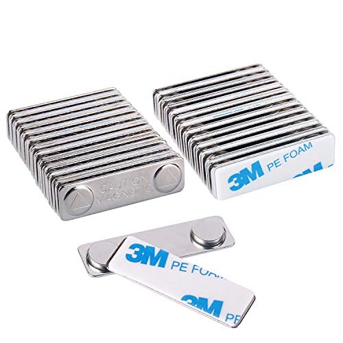 MAGREEN MNBH24 Strong Magnetic Name Badge Holders with Steel Back Plate, 24  Pack Name Tags/ID Badge Magnets, Fastener with Adhesive on Front Pl