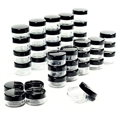 ZEJIA 5 Gram Cosmetic Containers 50pcs Sample Jars Tiny Makeup Sample Containers with lids (Black)