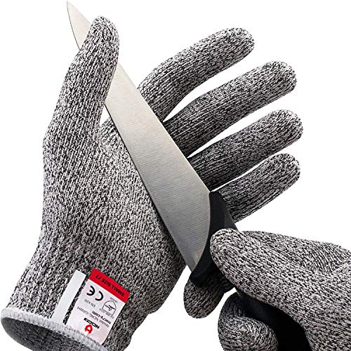 NoCry Cut Resistant Gloves - Ambidextrous, Food Grade, High Performance Level 5 Protection. Size Medium, Complimentary Ebook Inc