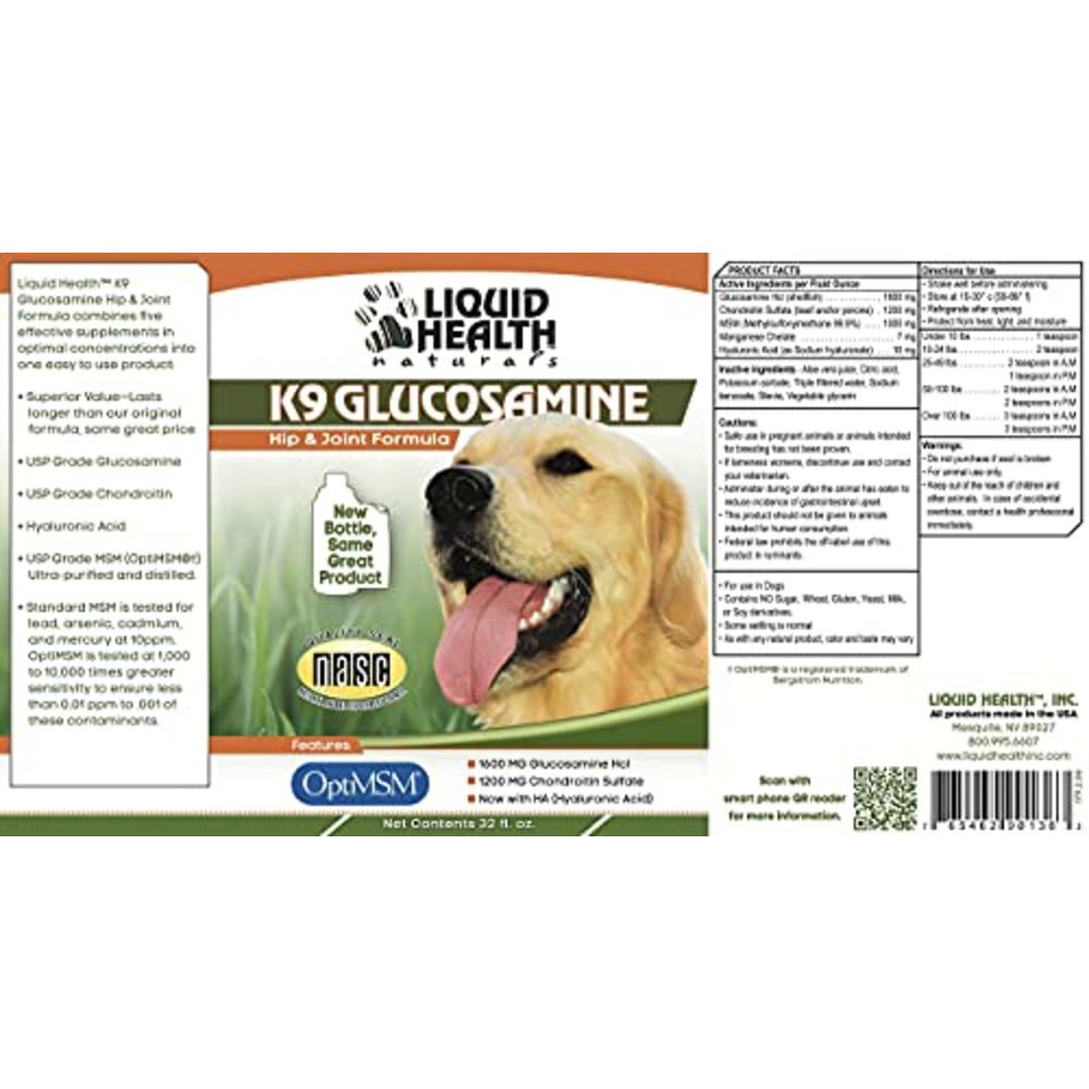 LIQUIDHEALTH K9 Glucosamine Joint Supplement with Chondroitin MSM 32 oz
