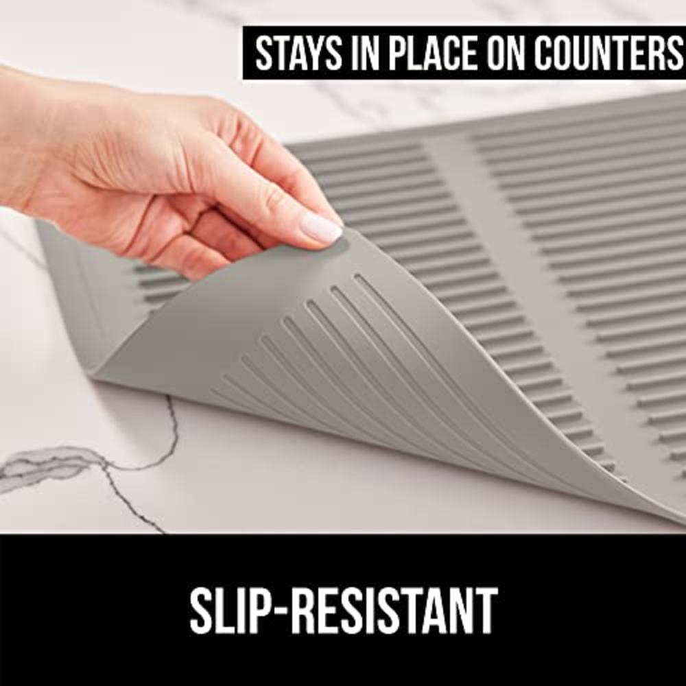 Gorilla Grip Oversized Silicone Dish Drying Mat, 18x16, Better Aeration, No Condensation, Quick Dry Slip Resistant Kitchen Mats,