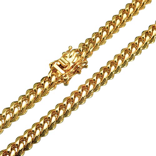 Jewelry Kingdom 1 Mens Necklace 18K Gold Chain Cuban Link Chain for Mens Jewelry, Necklace for Women, Top 316L Stainless Steel(2