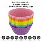 Freshware Silicone Baking Cups [24-Pack] Reusable Cupcake Liners Non-Stick Muffin  Cups Cake Molds Cupcake Holder in 6 Rainbow Co