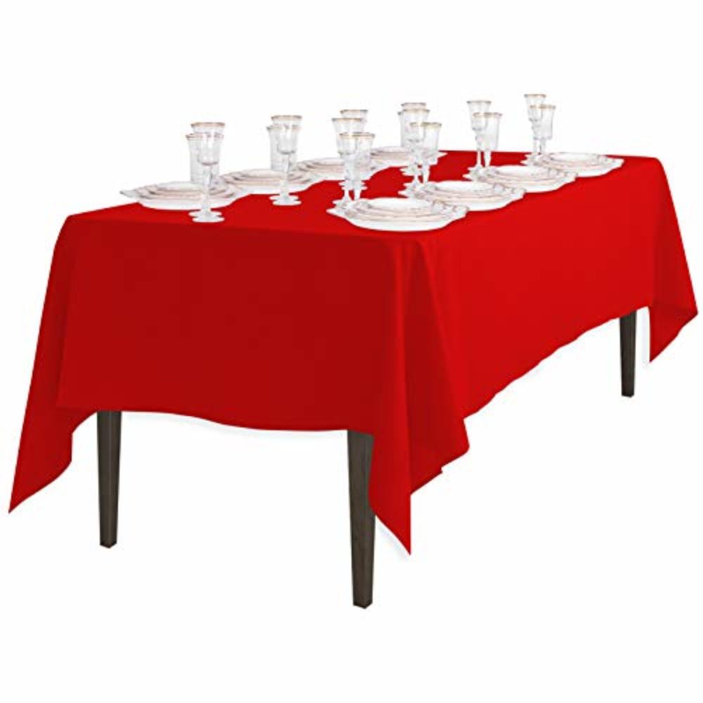 LTC LINENS LinenTablecloth 60 x 102-Inch Rectangular Polyester Tablecloth Red