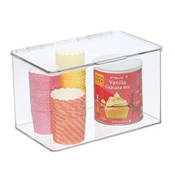 mDesign Plastic Stackable Box Food Storage Container Box with Hinged Lid - for Kitchen, Pantry, Cabinet, Fridge/Freezer - Deep O