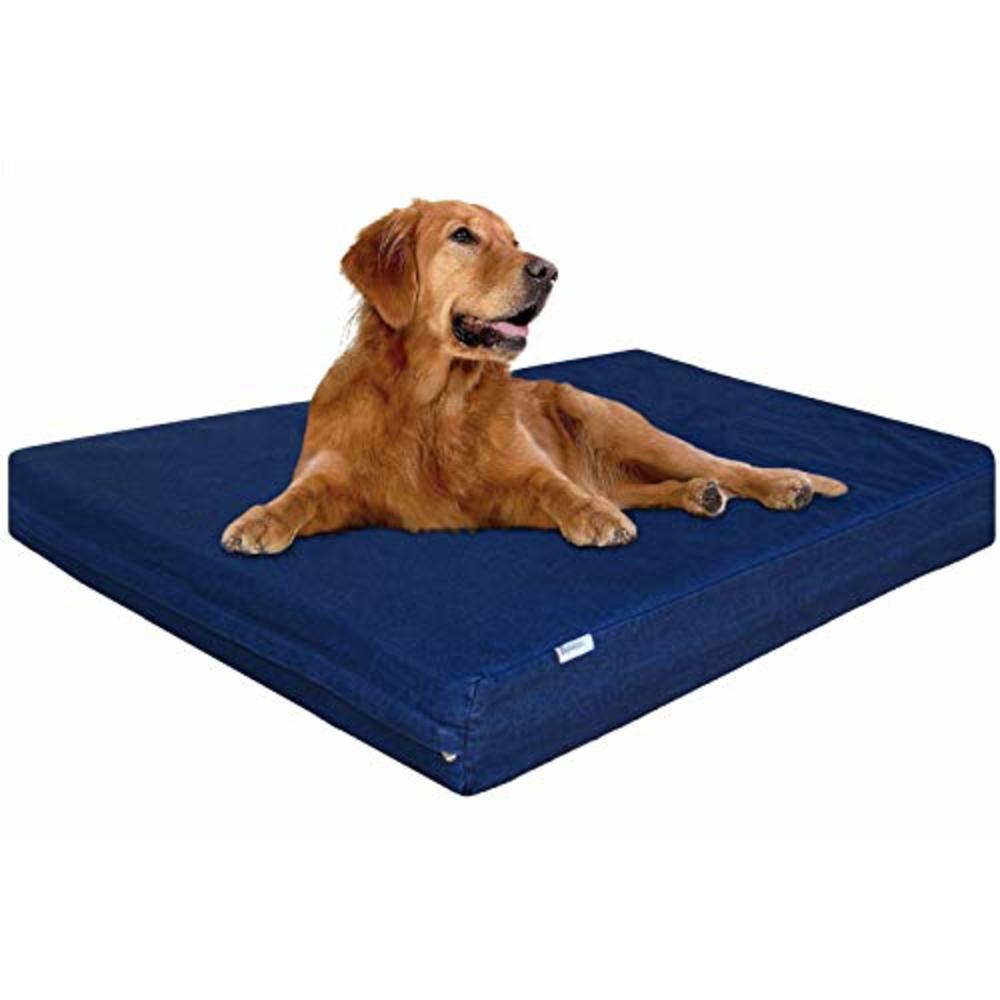 Dogbed4less XL Orthopedic Waterproof Memory Foam Dog Bed with Durable Denim Cover for Large Dogs and Extra Pet Bed Cover, 47X29X