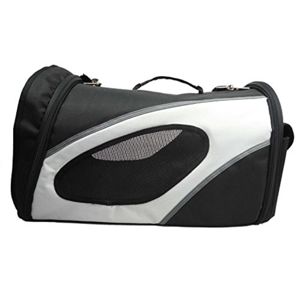 Pet Life, LLC. PET LIFE Phenom-Air Airline Approved Collapsible Fashion Designer Pet Dog Carrier, One Size, Black. White
