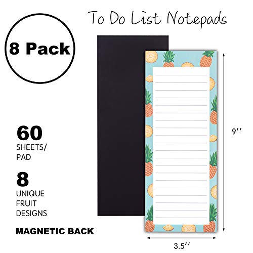 Modern Shop 8 Magnetic Notepads - Large Notepads for Grocery List, Shopping List, To-Do List, Reminders, Recipes -Magnetic Back- Memo Notepa