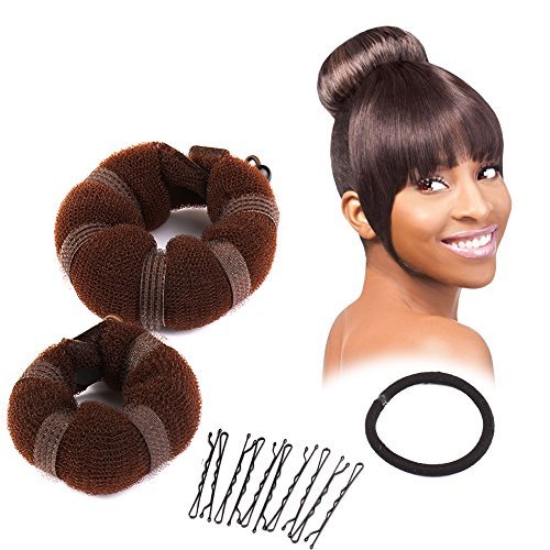 Sent Hair 2 Pieces Donut Hair Bun Maker Brown Magic Easy Using Hairdisk  Former Ring Hair Buns for Kids and Adults (Small,Large)