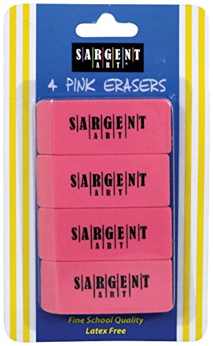 Sargent Art 36-1013 4 Count Eraser Blister Pack, Pink