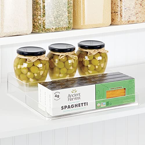 mDesign Plastic Kitchen Food Storage Organizer Shelves, Spice Rack Holder for Cabinet, Cupboard, Countertop, Pantry - Holds Jars