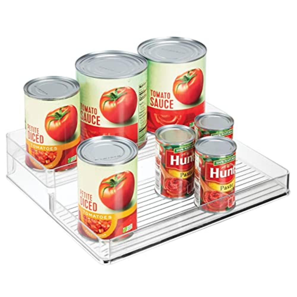 mDesign Plastic Kitchen Food Storage Organizer Shelves, Spice Rack Holder for Cabinet, Cupboard, Countertop, Pantry - Holds Jars