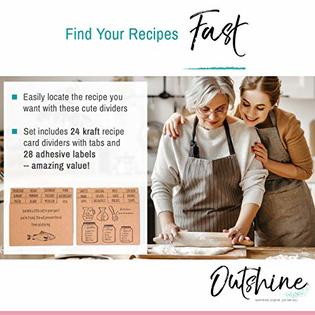 Outshine Premium Kraft Recipe Card Dividers 4x6 with Tabs ...