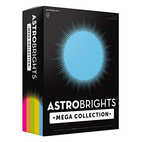 Astrobrights Mega Collection, Colored Cardstock,"Brilliant" 5-Color Assortment, 320 Sheets, 65 lb/176 gsm, 8.5" x 11" - MORE SHE