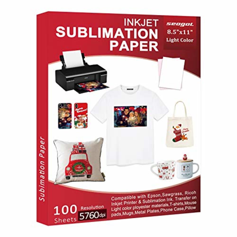 SEOGOL Sublimation Paper 100 Sheets 8.5 x 11 Inches, for Any Inkjet Printer with Sublimation Ink Epson, Sawgrass, Heat Transfer Sublima
