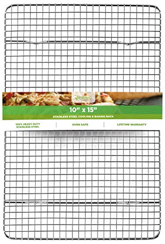 Spring Chef Oven Safe, Heavy Duty Stainless Steel Baking Rack & Cooling Rack, 10 x 15 inches Fits Jelly Roll Pan