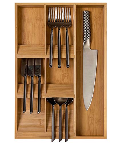 Zipoka Compact Bamboo Kitchen Drawer Organizer 17