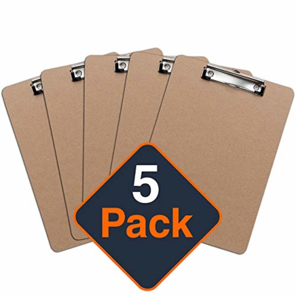 Office Solutions Dir Clipboards (Set of 5) by Office Solutions Direct! ECO Friendly Hardboard Clipboard, Low Profile Clip Standard A4 Letter Size