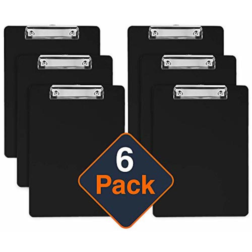 Office Solutions Dir Plastic Clipboards (Set of 6) Multi Pack Clipboard (Black) Strong 12.5 x 9 Inch | Holds 100 Sheets! Acrylic Clipboards with Low 