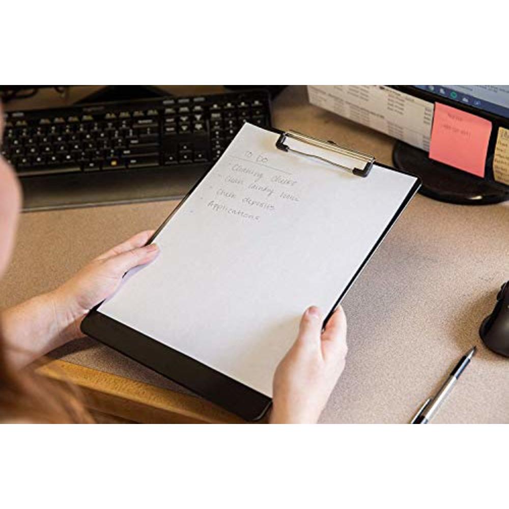 Office Solutions Dir Plastic Clipboards (Set of 6) Multi Pack Clipboard (Black) Strong 12.5 x 9 Inch | Holds 100 Sheets! Acrylic Clipboards with Low 