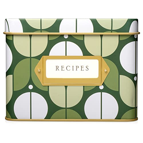Jot & Mark Decorative Tin for Recipe Cards | Holds Hundreds of 4・x 6・Cards (Emerald Tulips)