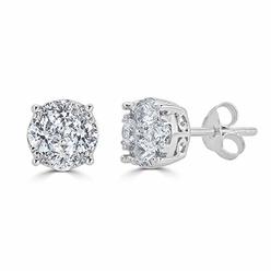 Fifth and Fine 1/4Ct Women Round Diamond Stud Earrings Set In Sterling Silver