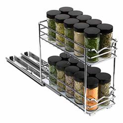 HOLDN&rsquo; STORAGE Pull Out Spice Rack Organizer for Cabinet, Heavy Duty-5 Year Limited Warranty- Slide Out Double Rack 4"W Fits Spices, Sauces, Ca