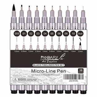 Pandafly 807A-10 PANDAFLY Precision Micro-Line Pens, 10 Size Black