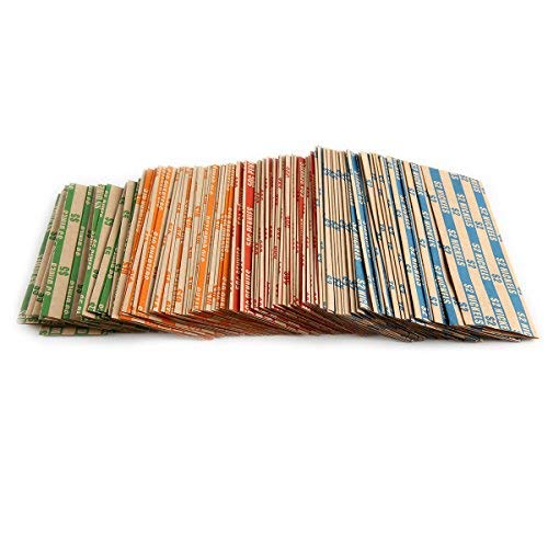 L LIKED 300 Assorted Bundle Flat Striped Coin Wrappers, 75 of Each