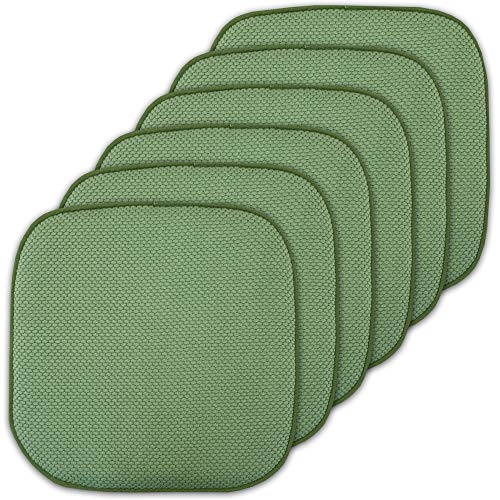 Sweet Home Collection Cushion Memory Foam Chair Pads Honeycomb Nonslip Back Seat Cover 16" x 16", 6 Pack, Green