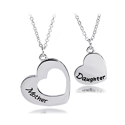 KUIYAI Mother Daughter Necklace Set of 2 Matching Heart Mom and Me Jewelry (Mother Daughter Heart)