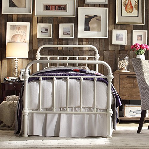 Inspire Q White Antique Iron Metal Bed, Rod Iron Bed Frame Twin
