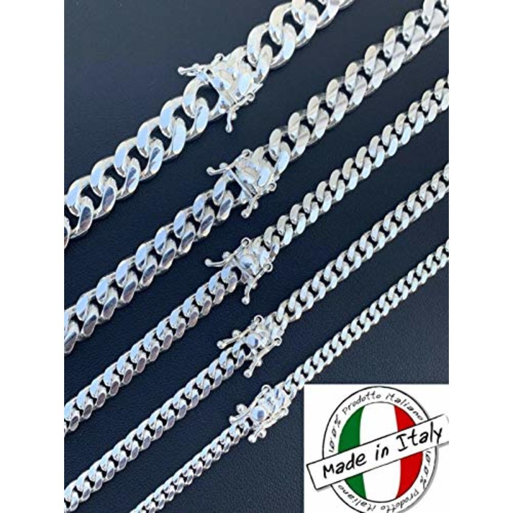 HarlemBling Miami Cuban Link Chain Or Bracelet - Solid 925 Silver Necklace - Box Lock Cuban Link 4-10.5mm (22, 8mm Wide)