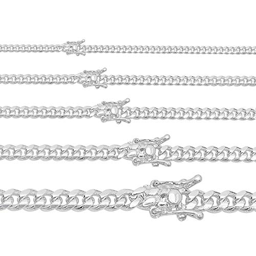 HarlemBling Miami Cuban Link Chain Or Bracelet - Solid 925 Silver Necklace - Box Lock Cuban Link 4-10.5mm (22, 8mm Wide)