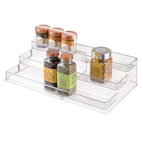 iDesign 64140 iDesign Linus Plastic Expandable Multi-Level Spice Rack, 3-Tiered Customizable Organizer for Kitchen, Bathroom, Of