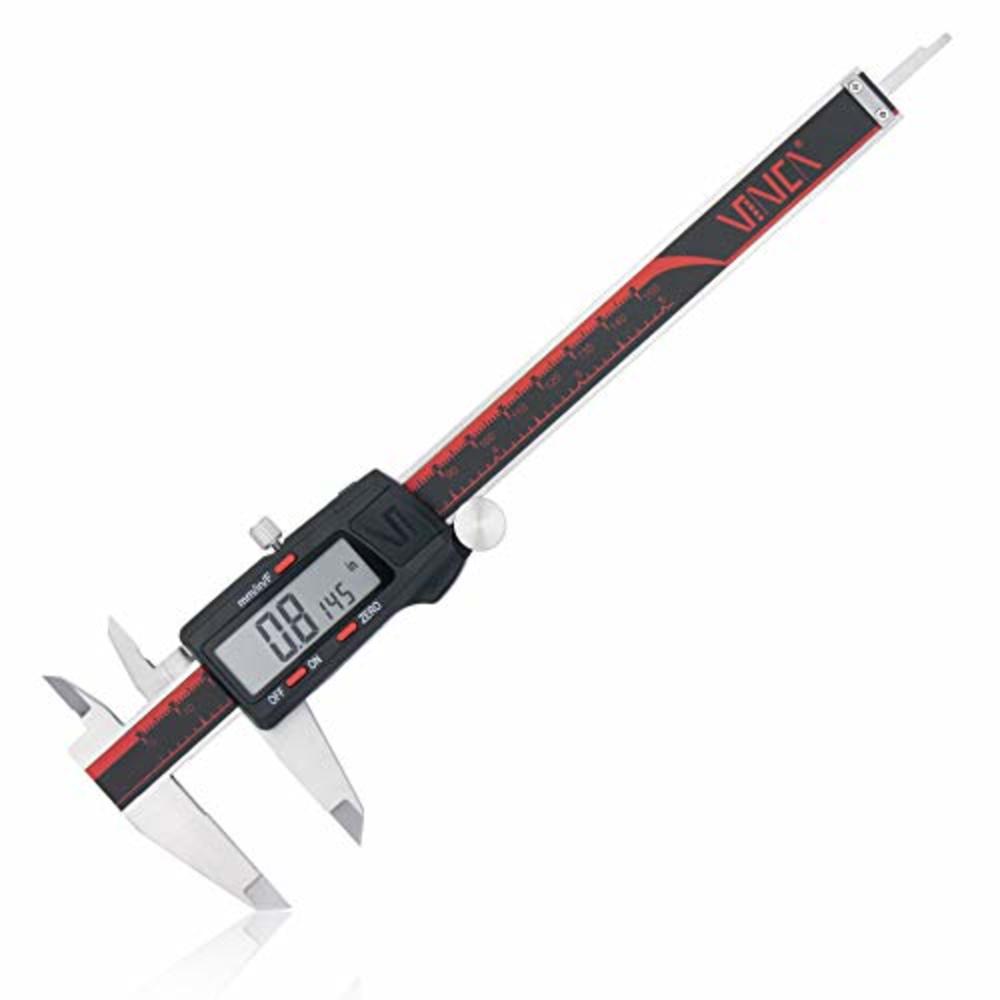 VINCA DCLA-0605 Electronic Digital Vernier Micrometer Caliper Measuring Tool Stainless Steel Large LCD Screen 0-6 Inch/150mm, In