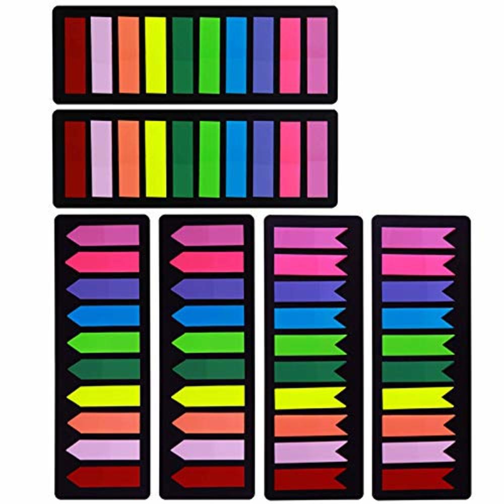 monochef 1200 Pieces Page Markers Sticky Index Tabs, Arrow Flag Tabs Colored Sticky Notes for Page Marker Bookmarks [10 Primary Colors, 3