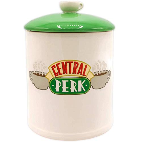 Silver Buffalo Friends Central Perk Logo Ceramic Cookie Jar, Large, White/Green
