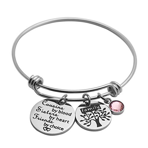 Ankiyabe Cousins Gifts Cousin Expandable Bracelet Birthday Cousin Quotes Bangle Family Tree Charm (Cousins by
