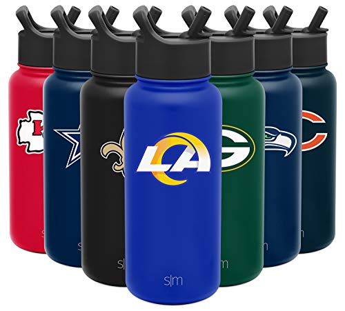 Simple Modern Officially Licensed NFL Los Angeles Rams Water Bottle with Straw Lid | Vacuum Insulated Stainless Steel 32oz Therm