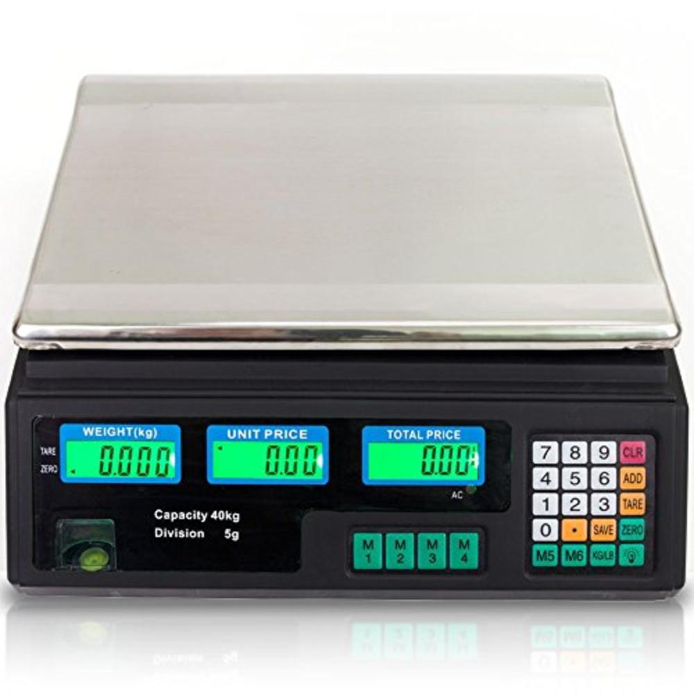 BATVOX 88LB 40KG Electronic Price Computing Scale | Digital Deli Food Produce Weight Scales with LCD Display for Retail Outlet Store, K