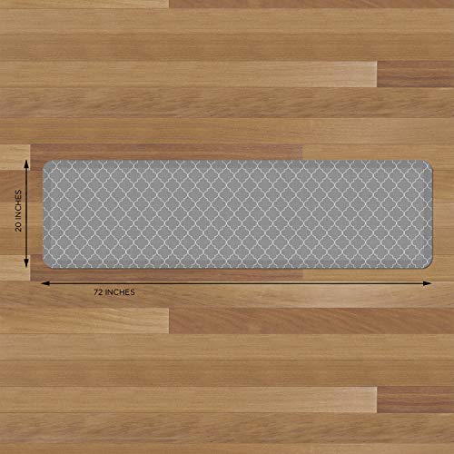 GelPro NewLife by GelPro Anti-Fatigue Designer Comfort Kitchen Floor Mat, 20x72" , Trellis Grey Stain Resistant Surface with 3/4・Thick 