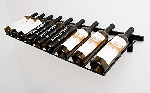 VintageView W Series - Presentation Row Wall Mounted Wine Rack (9 Bottles, Satin Black) Stylish Modern Wine Storage with Label F