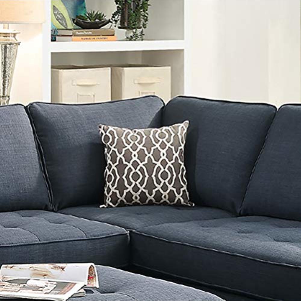 Poundex Bobkona Kemen 2-Pieces Sectional Sofa | Linen-Like Polyfabric Left or Right Chaise | F6989 model | Blue color