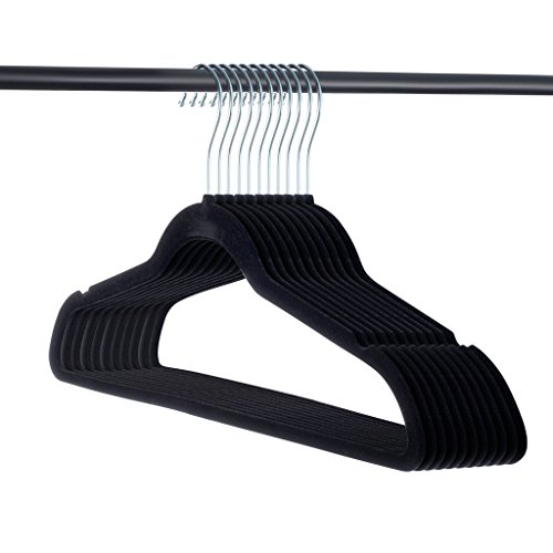 Home-it Premium Velvet Hangers Heavy Duty Clothes Hook Swivel 360-Ultra Thin, (50 Pack)